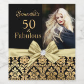 50 en fantastisch goud zwart verjaardagsfeestje wijn etiket (Enkel label)