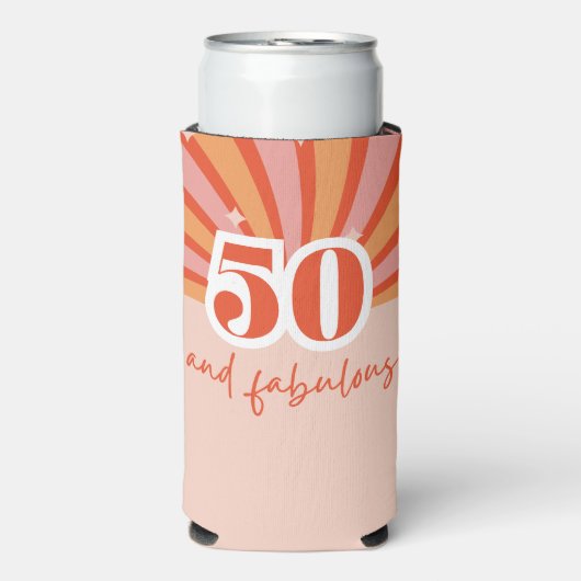 50 en fantastisch MET FOTO, retro verjaardag Seltzer Blikjeskoeler (Seltzer Voorkant)