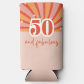 50 en fantastisch MET FOTO, retro verjaardag Seltzer Blikjeskoeler (Voorkant)