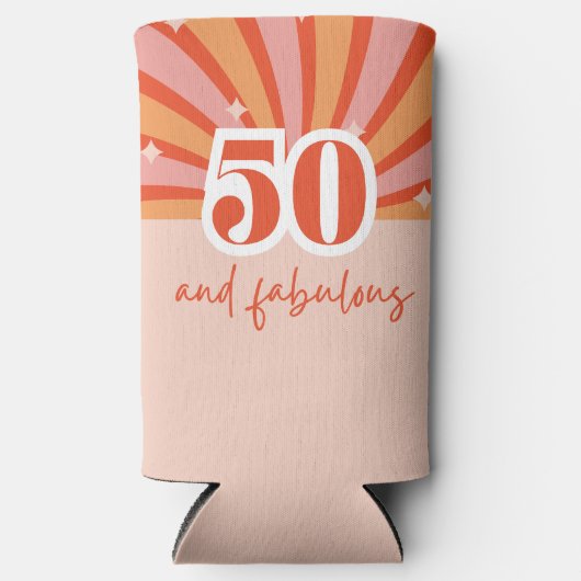 50 en fantastisch MET FOTO, retro verjaardag Seltzer Blikjeskoeler (Voorkant)