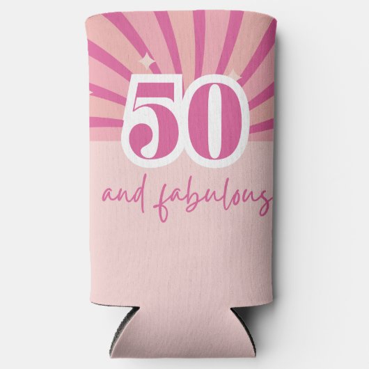 50 en fantastisch MET FOTO, retro verjaardag Seltzer Blikjeskoeler (Voorkant)