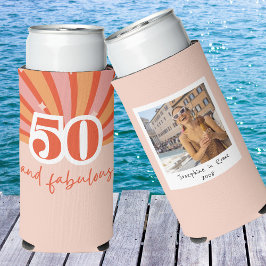 50 en fantastisch MET FOTO, retro verjaardag Seltzer Blikjeskoeler