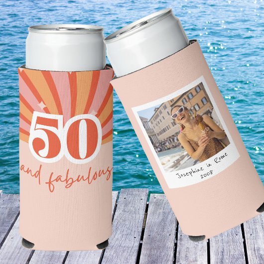 50 en fantastisch MET FOTO, retro verjaardag Seltzer Blikjeskoeler