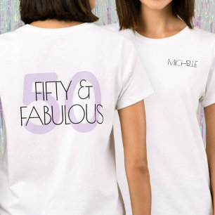 50 en fantastisch Modern Paars Vijftig Verjaardags T-shirt