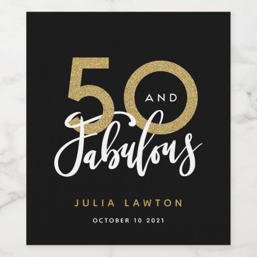 50 en fantastisch modern stijlvol feest wijn etiket (Enkel label)