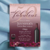 50. en Fantastisch Roos Gold Burgundy Floral Birth Kaart