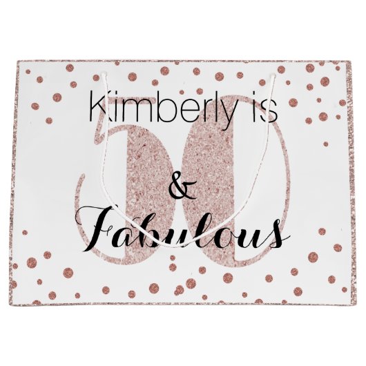 50 en fantastisch Roos Gold uniek verjaardagsfeest Groot Cadeauzakje (Voorkant)