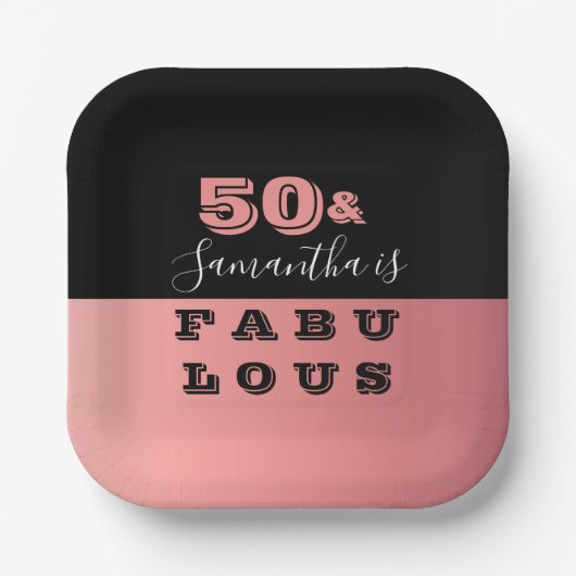 50 en fantastisch Roos gouden verjaardagsfeestje Papieren Bordje (Voorkant)