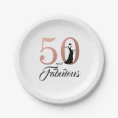 50 en fantastisch Roos gouden verjaardagsfeestje Papieren Bordje (Voorkant)