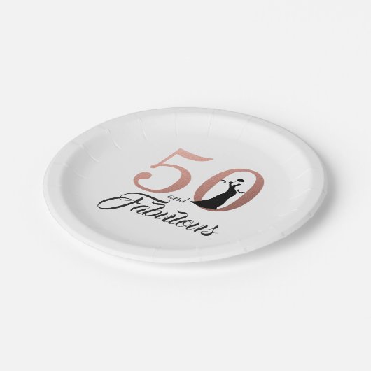 50 en fantastisch Roos gouden verjaardagsfeestje Papieren Bordje (Gekanteld)