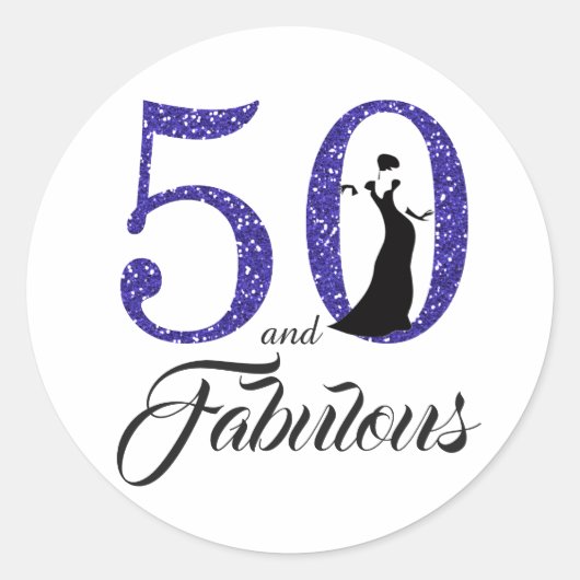 50 en Fantastisch | Typografie 50ste verjaardag Ronde Sticker (Voorkant)