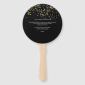 50 en fantastisch Verjaardag Zwart gouden confetti Handwaaier (Achterkant)
