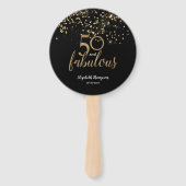 50 en fantastisch Verjaardag Zwart gouden confetti Handwaaier (Voorkant)