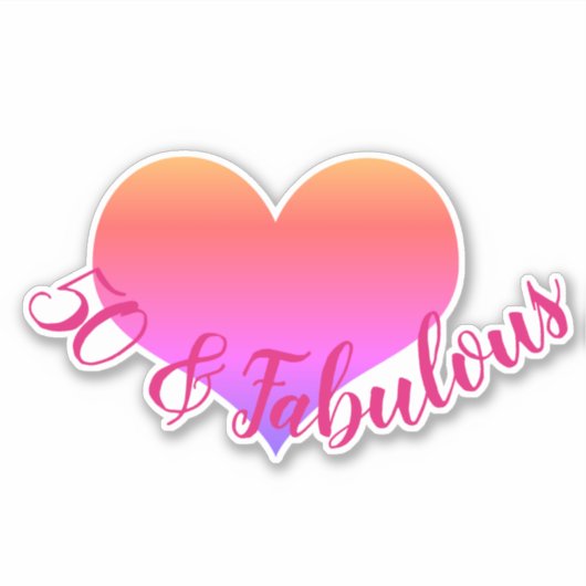 50 en fantastisch verjaardagsfeest roze hart ombre sticker (Voorkant)