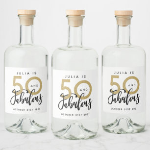 50 en fantastisch verjaardagsfeestlabel likeurfles etiket