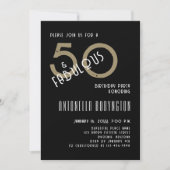 50 en fantastisch zwart wit goud verjaardagsfeestj kaart (Voorkant)