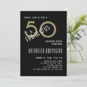 50 en fantastisch zwart wit goud verjaardagsfeestj kaart (Staand voorkant)