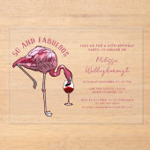 50 en fantastische 50e Flamingo verjaardagsfeest Acryl Uitnodigingen (Voorkant)