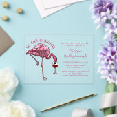 50 en fantastische 50e Flamingo verjaardagsfeest Acryl Uitnodigingen (Insitu (Huwelijk))