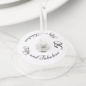 50 en fantastische 50ste mijlpaal verjaardag wijnglaslabel (Dichtbij)