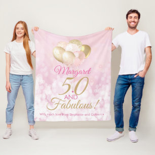 50 en fantastische 50ste verjaardag ballon fleece deken