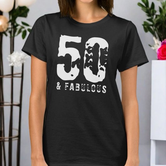 50 en fantastische aangepaste verjaardag zwart wit t-shirt