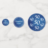 50 en fantastische blauwe glitter tafel confetti (Achterkanten)