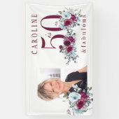 50 en fantastische bloemenfoto 50ste verjaardagsfe spandoek (Verticaal)