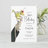 50 en fantastische cocktails en parels verjaardag kaart (Staand voorkant)