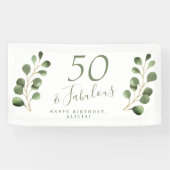 50 en fantastische elegante eucalyptus verjaardags spandoek (Horizontaal)