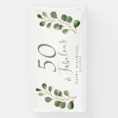 50 en fantastische elegante eucalyptus verjaardags spandoek (Verticaal)