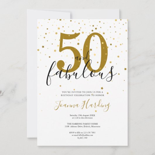 50 en fantastische elegante gouden en zwarte verja kaart (Voorkant)