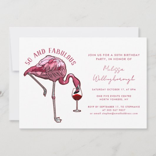 50 en fantastische Flamingo 50ste verjaardagsfeest Kaart (Voorkant)