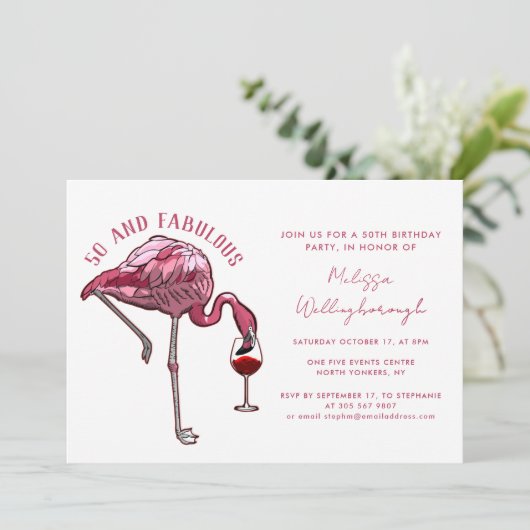 50 en fantastische Flamingo 50ste verjaardagsfeest Kaart (Staand voorkant)