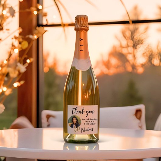 50 en fantastische foto 50e verjaardag Dank u Sparkling Wijnetiket
