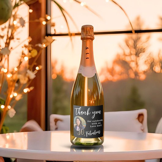 50 en fantastische foto 50e verjaardag Dank u Sparkling Wijnetiket