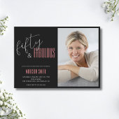 50 en fantastische foto zwart en roze 50e verjaard kaart