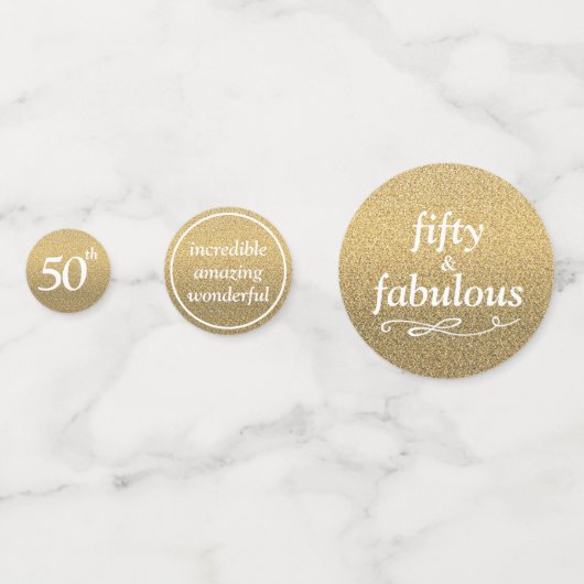 50 en fantastische gouden glitter tafel confetti (Voorkanten)