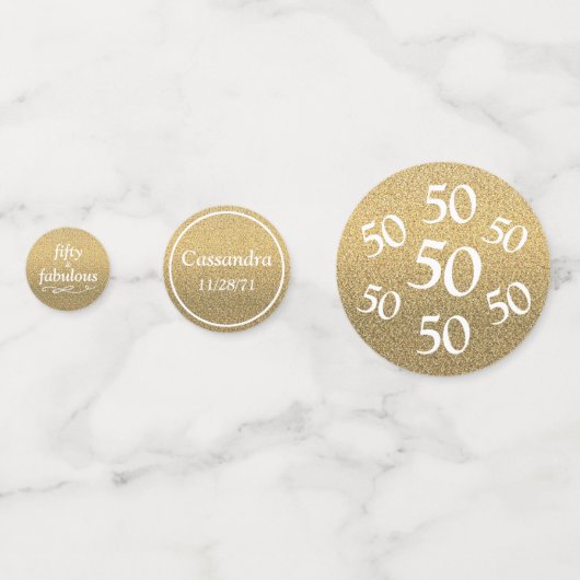50 en fantastische gouden glitter tafel confetti (Achterkanten)