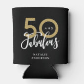 50 en fantastische gouden verjaardag viering blikjeskoeler (Achterkant)