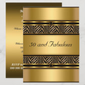 50 en fantastische gouden verjaardagsfeestuitnodig kaart (Voorkant / Achterkant)