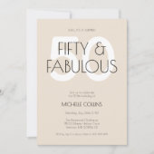 50 en fantastische moderne Beige Vijftig verjaarda Kaart (Voorkant)