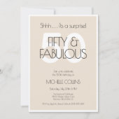 50 en fantastische moderne Beige Vijftig verjaarda Kaart (Voorkant)