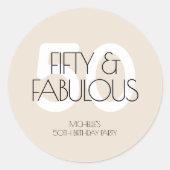 50 en fantastische moderne Beige Vijftig verjaarda Ronde Sticker (Voorkant)