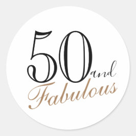 50 en fantastische moderne elegante vrouw verjaard ronde sticker