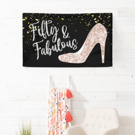 50 en fantastische moderne gouden Confetti 50e ver Spandoek (Insitu)