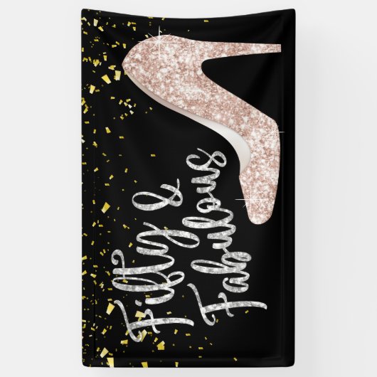 50 en fantastische moderne gouden Confetti 50e ver Spandoek (Verticaal)