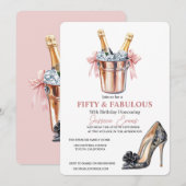 50 en fantastische moderne hoge hakken 50e verjaar kaart (Voorkant / Achterkant)