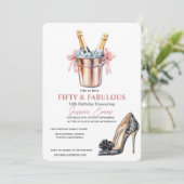 50 en fantastische moderne hoge hakken 50e verjaar kaart (Staand voorkant)