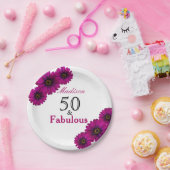 50 en fantastische paarse madeliefjes 50ste verjaa papieren bordje (Feest)